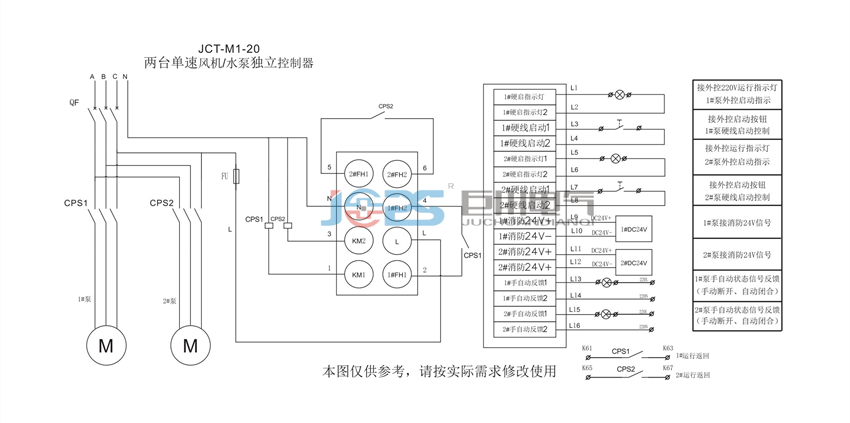 JCT-M1-20 兩臺單速風(fēng)機 水泵控制器